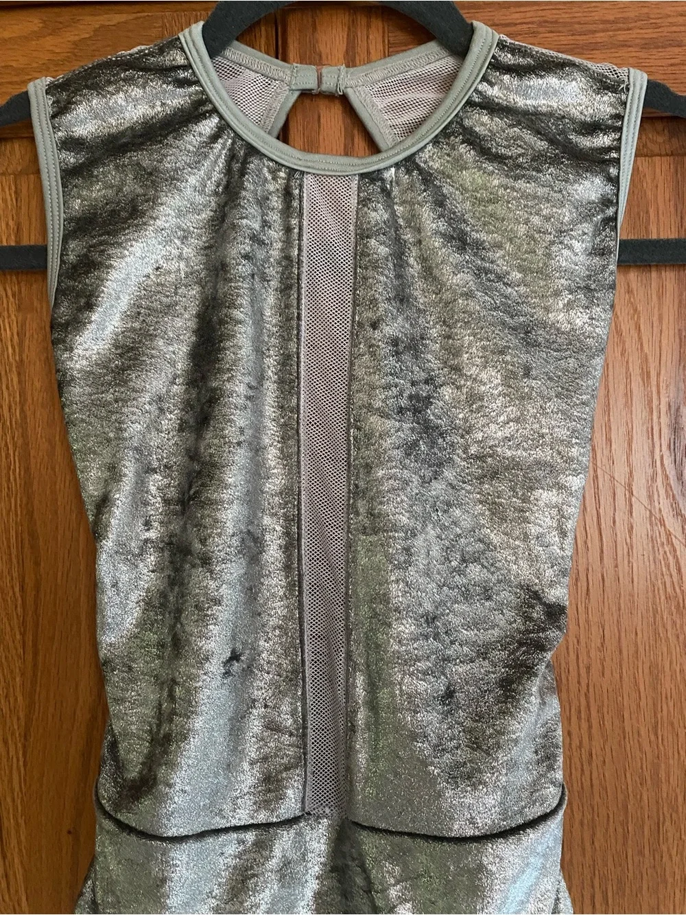 Chelsea B Girls Metallic Silver Crushed Velour Open Back Leotard Child Large